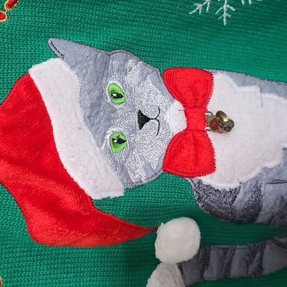 United States Sweater Womens Holiday Cat  Sweater "Meowy Christmas" Sz S EUC - Picture 5 of 11